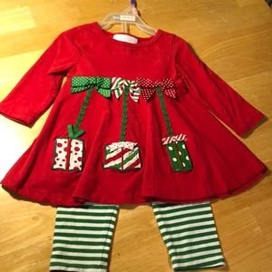 Christmas tunic and striped leggings